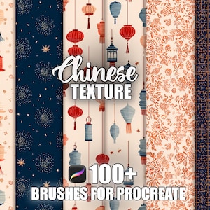 100+ Chinese Texture Procreate Pattern Brushes | Seamless Textures Procreate Brushes | Instant Download
