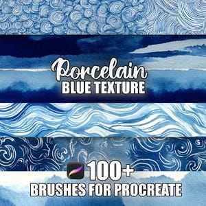 100+ Porcelain Blue Texture Procreate Pattern Brushes | Seamless Textures Procreate Brushes | Instant Download