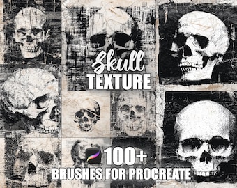 Skull Texture Procreate Brushes: Seamless Gothic Patterns (Instant Download)