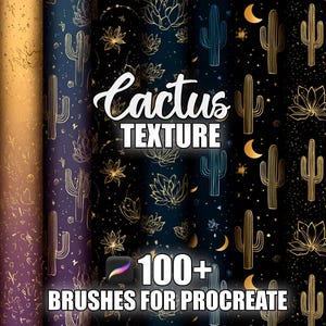 Cactus Texture Procreate Brushes: Seamless Botanical Patterns (Digital Download)