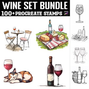 100+ Wein Set Procreate Briefmarken | Procreate Pinsel | Sofortiger digitaler Download