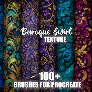 100+ Baroque Swirl Texture Procreate Pattern Brushes | Seamless Textures Procreate Brushes | Instant Download