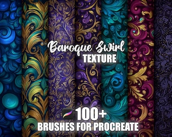 Baroque Swirl Procreate Brushes: 100+ Seamless Texture Patterns (Instant Download)