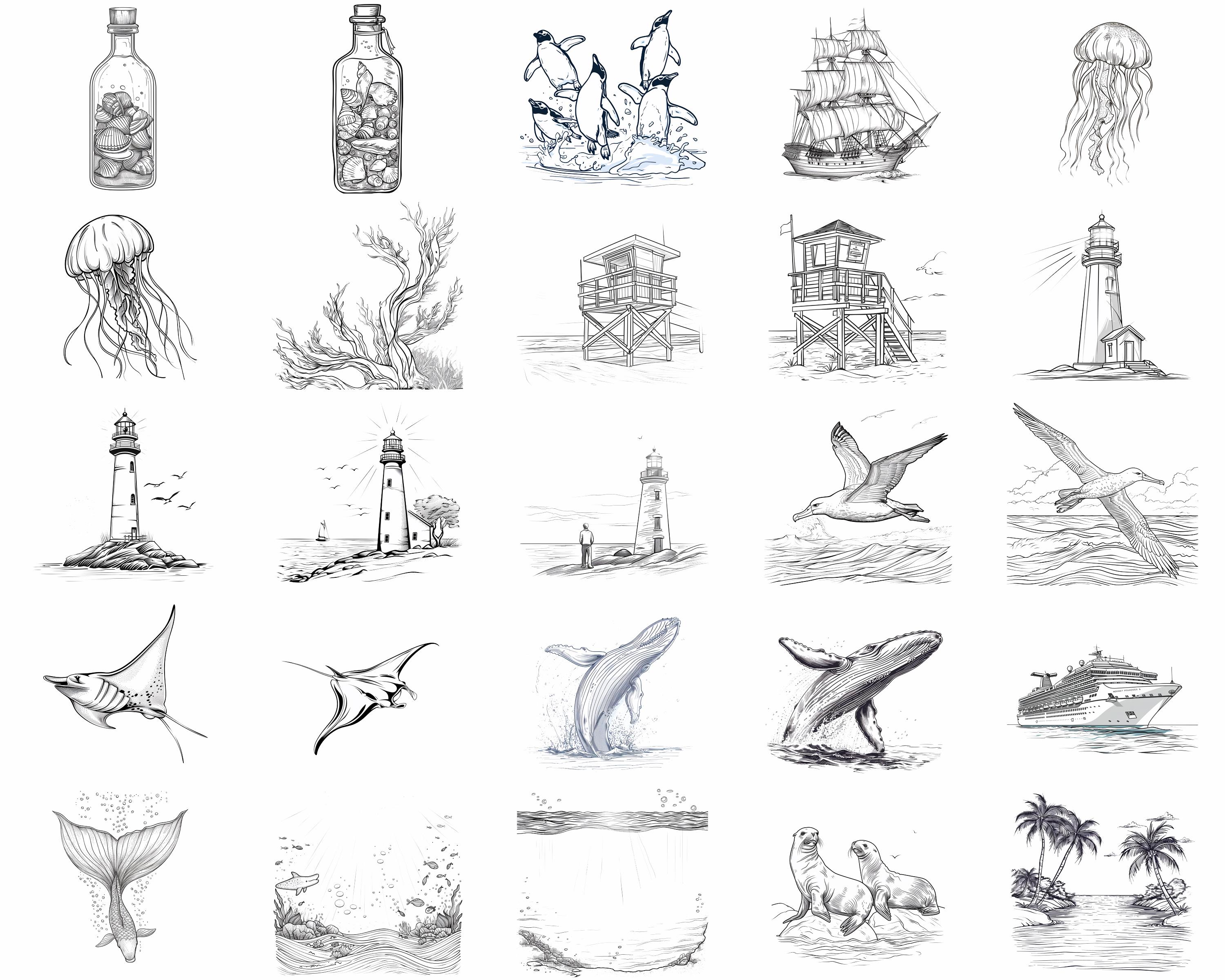 100+ Ocean Set Procreate Stamps | Procreate Brushes | Instant Digital ...