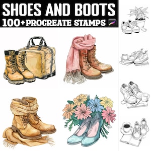100+ Shoes And Boots Procreate Stamps | Procreate Brushes | Instant Digital Download
