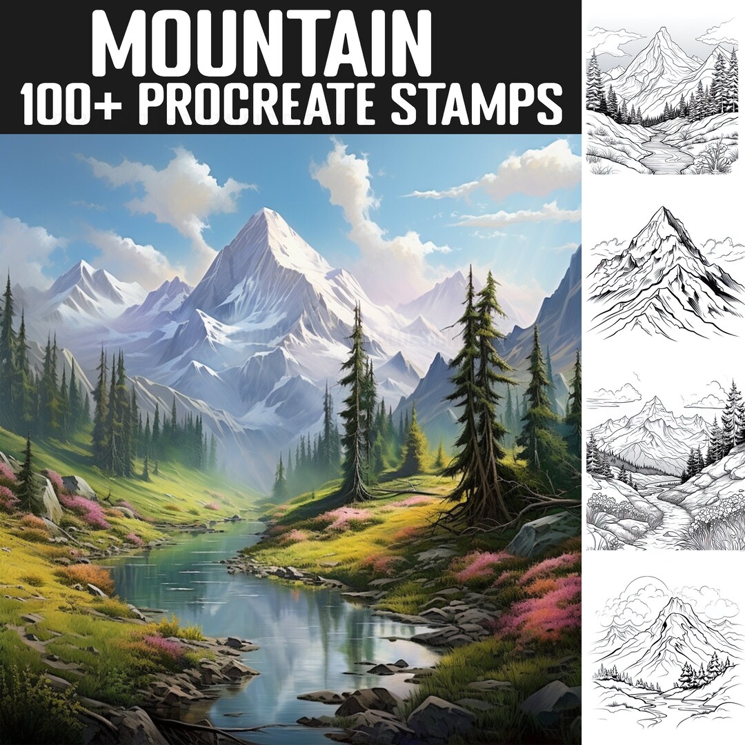 100+ Procreate Mountain Stamps | Mountain Guides | Instant Digital ...