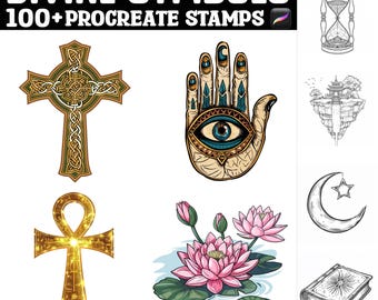 100+ Boskich Symboli Znaczków Procreate | Pędzle Procreate | Natychmiastowe Pobieranie Cyfrowe