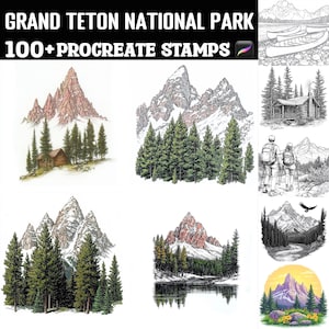 100+ Grand Teton National Park Procreate Briefmarken | Procreate Pinsel | Sofortiger digitaler Download