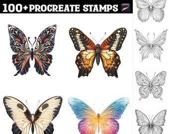 Más de 100 patrones de alas de mariposa para Procreate: sellos, pinceles y descarga digital instantánea.