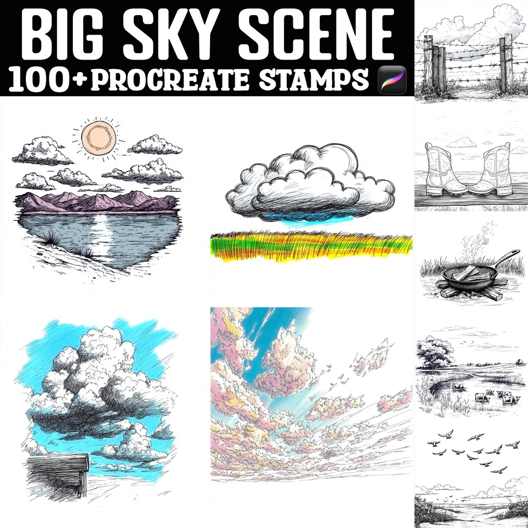 100+ Big Sky Procreate Stamps | Procreate Brushes | Instant Digital ...
