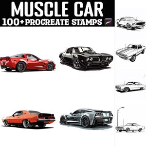 100+ Muskelauto Procreate Stempel | Procreate Pinsel | Sofortiger digitaler Download