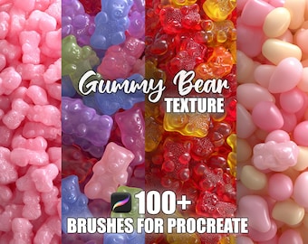 Brosses de procréation à texture d'ours gommeux : motifs de bonbons transparents (téléchargement instantané)