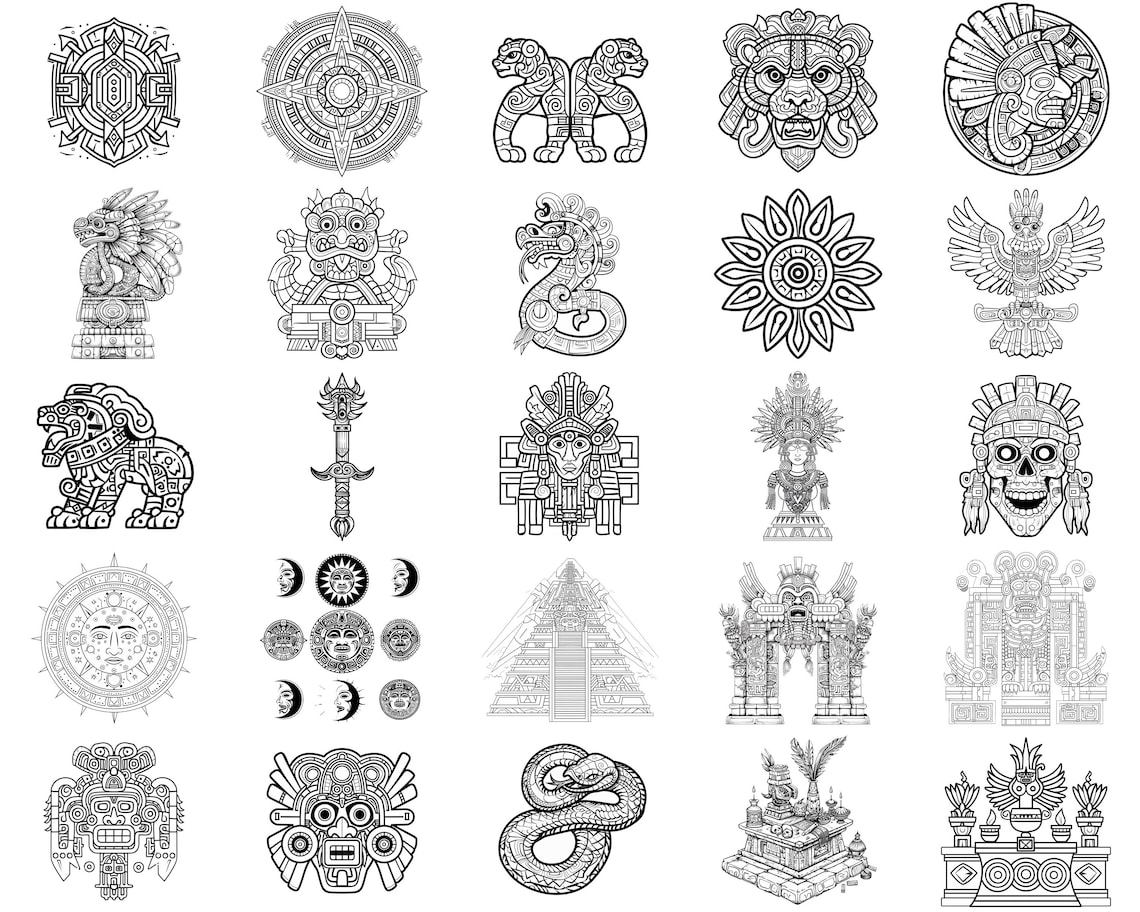 100+ Aztec Symbols Procreate Stamps | Procreate Brushes | Instant ...