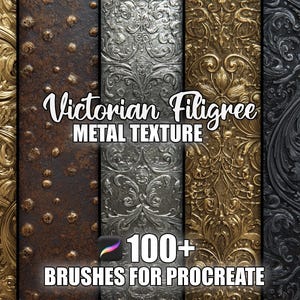 Victorian Filigree Metal Texture Brushes for Procreate (Instant Download)