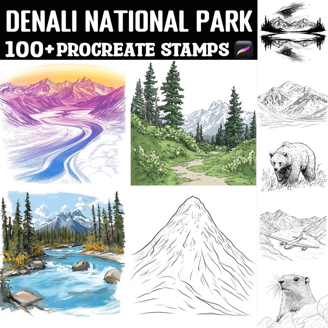 100+ Denali National Park Procreate Stamps | Procreate Brushes ...
