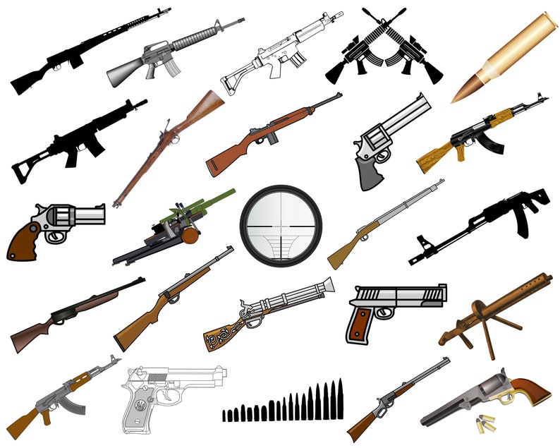 Gun Clipart Bundle Gun Clip Art Gun Llustrations Gun Etsy