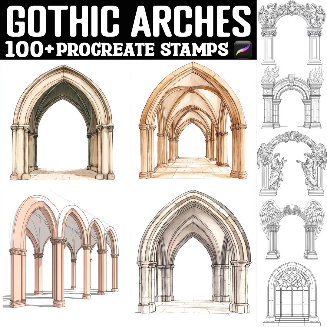 100+ Gothic Arches Procreate Stamps | Procreate Brushes | Instant ...