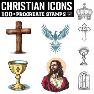 100+ Christian Icons Procreate Stamps | Procreate Brushes | Instant Digital Download