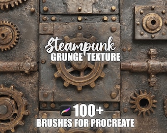 Steampunk Grunge Procreate Brushes: 100+ Seamless Texture Stamps (Digital Download)