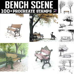 100+ Bench Procreate Stamps | Procreate Brushes | Instant Digital Download