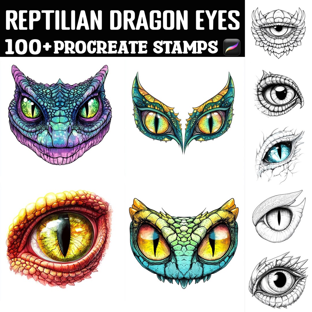 100+ Reptilian Dragon Eyes Procreate Stamps | Procreate Brushes ...