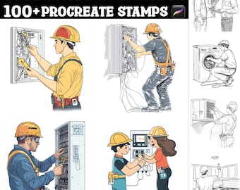 100+ procreate-stempels voor elektriciens | Voortplantingsborstels | Directe digitale download