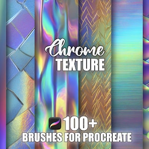 100+ Chrome Texture Procreate Pattern Brushes | Seamless Textures Procreate Brushes | Instant Download