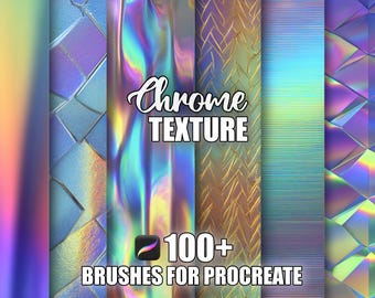 Chrome Texture Procreate Brushes: Seamless Metallic Patterns (Instant Download .brushset File)