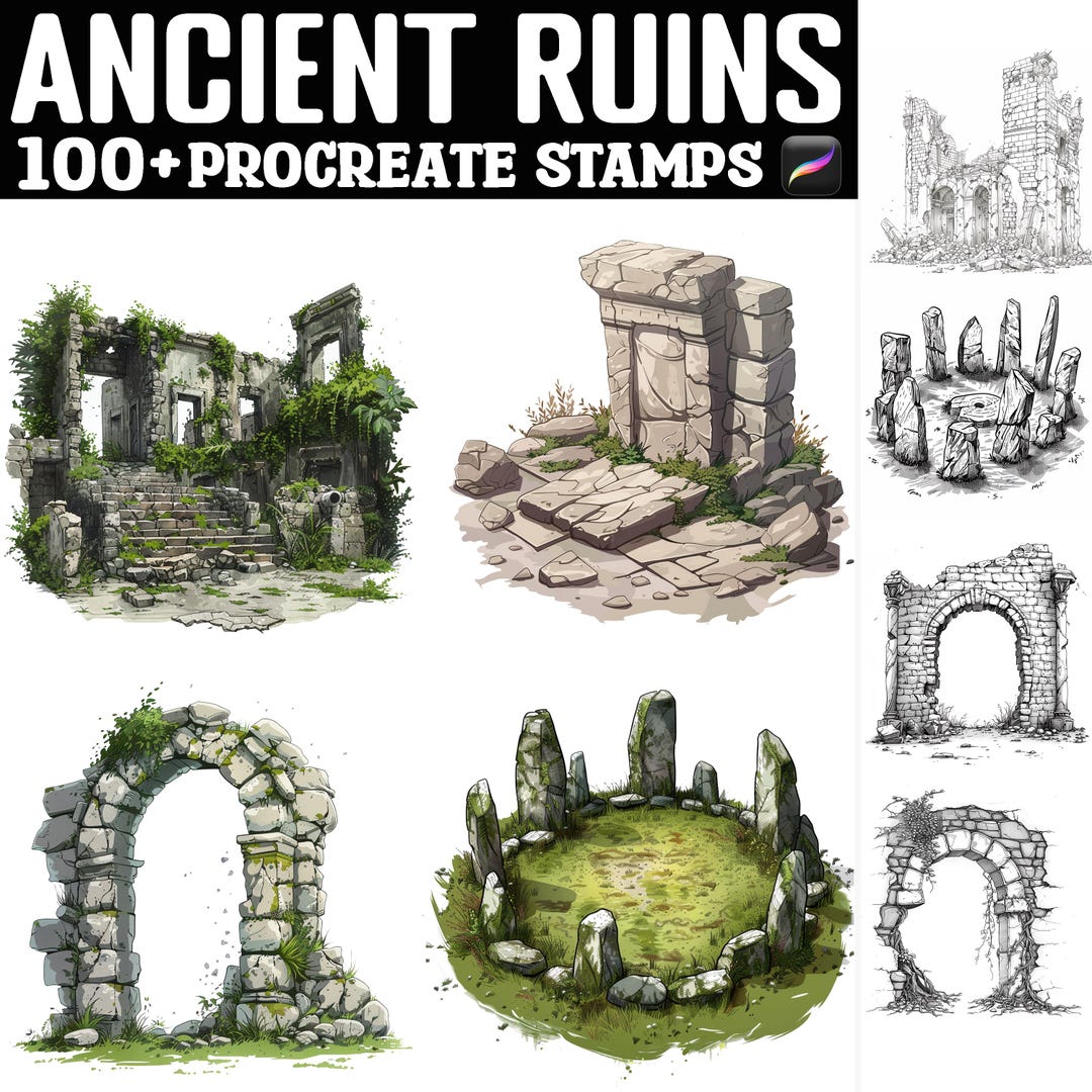 100+ Ancient Ruins Procreate Stamps | Procreate Brushes | Instant ...