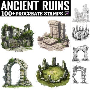 Può includere: Un set di oltre 100 timbri digitali con illustrazioni di rovine antiche. I timbri sono in bianco e nero e a colori, e raffigurano vari elementi architettonici, tra cui archi, colonne e muri. I timbri sono perfetti per aggiungere un tocco di storia e mistero ai tuoi progetti di arte digitale.