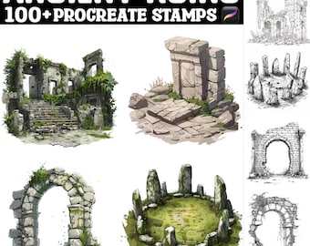 100+ Ancient Ruins Procreate Stamps | Procreate Brushes | Instant Digital Download
