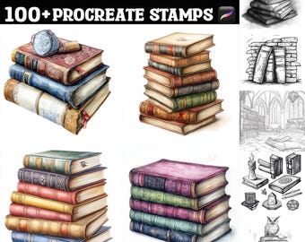 100+ Flüsternde alte Bücher Procreate Briefmarken | Procreate Pinsel | Sofortiger digitaler Download