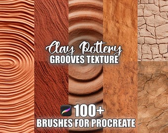 Pinceaux de texture en terre cuite pour procréer : plus de 100 rainures transparentes (téléchargement instantané)