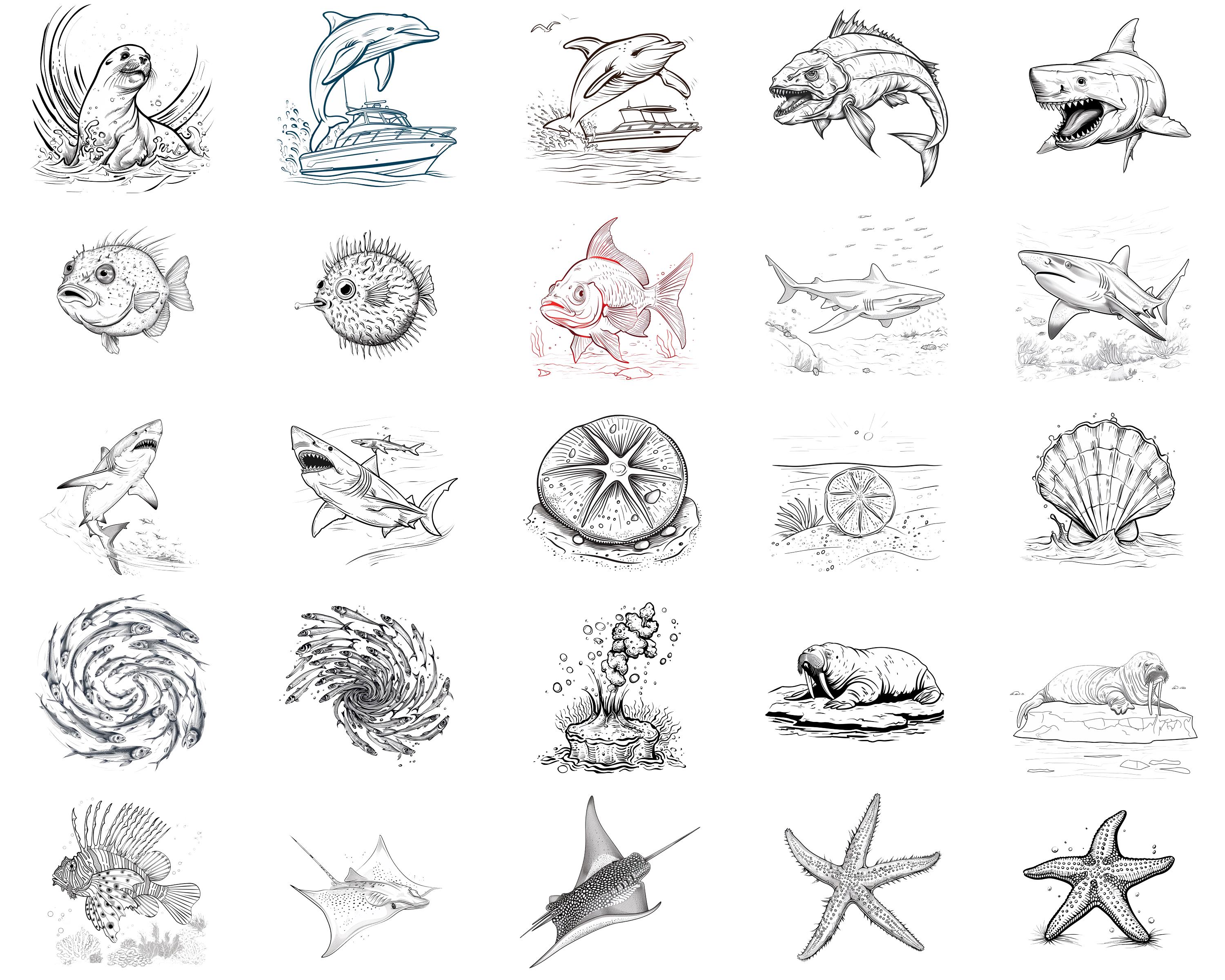 100+ Sea Creatures Procreate Stamps | Procreate Brushes | Instant ...