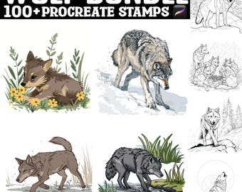 100+ Wolf Procreate-stempels | Voortplantingsborstels | Directe digitale download