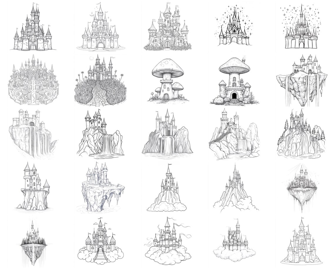 100+ Fairy Castle Procreate Stamps | Procreate Brushes | Instant ...