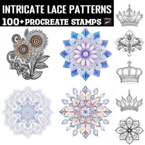 100+ invecklade spetsmönster Procreate-stämplar | Procreate-penslar | Direkt digital nedladdning