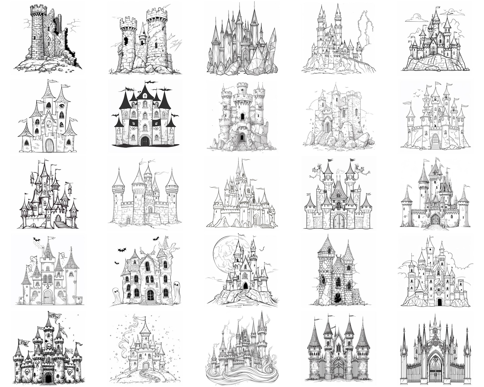 100+ Dark Fairytale Castles Procreate Stamps | Procreate Brushes ...