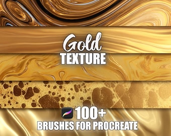 Gold Texture Procreate Brushes: 100+ Seamless Metallic Patterns (Instant Download)