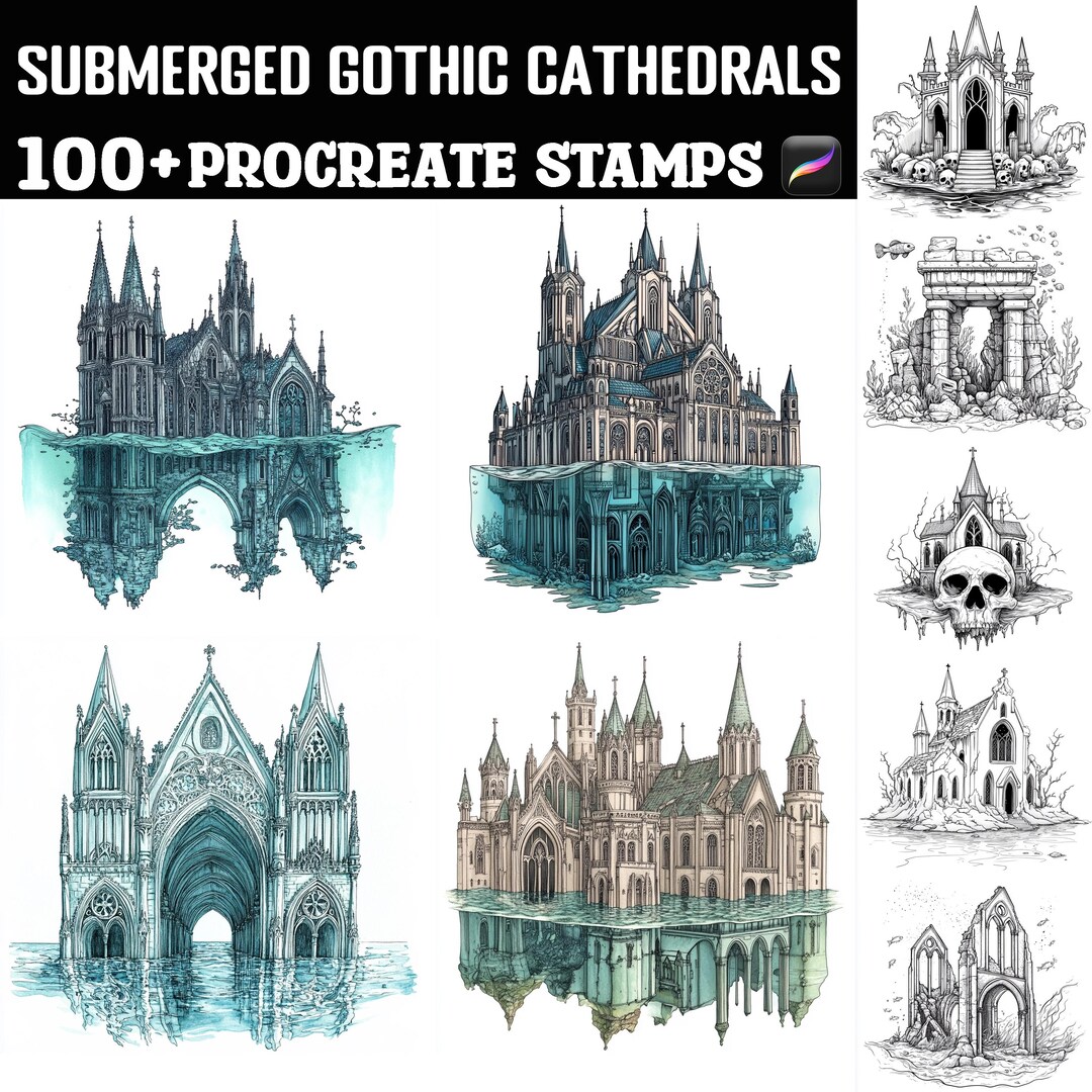 100+ Submerged Gothic Procreate Stamps | Procreate Brushes | Instant ...