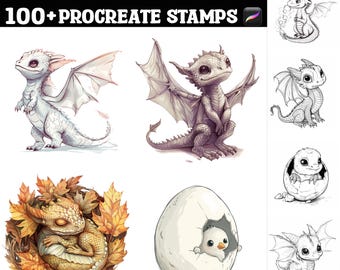100+ Dragon Hatchlings Procreate Stamps | Procreate Brushes | Instant Digital Download