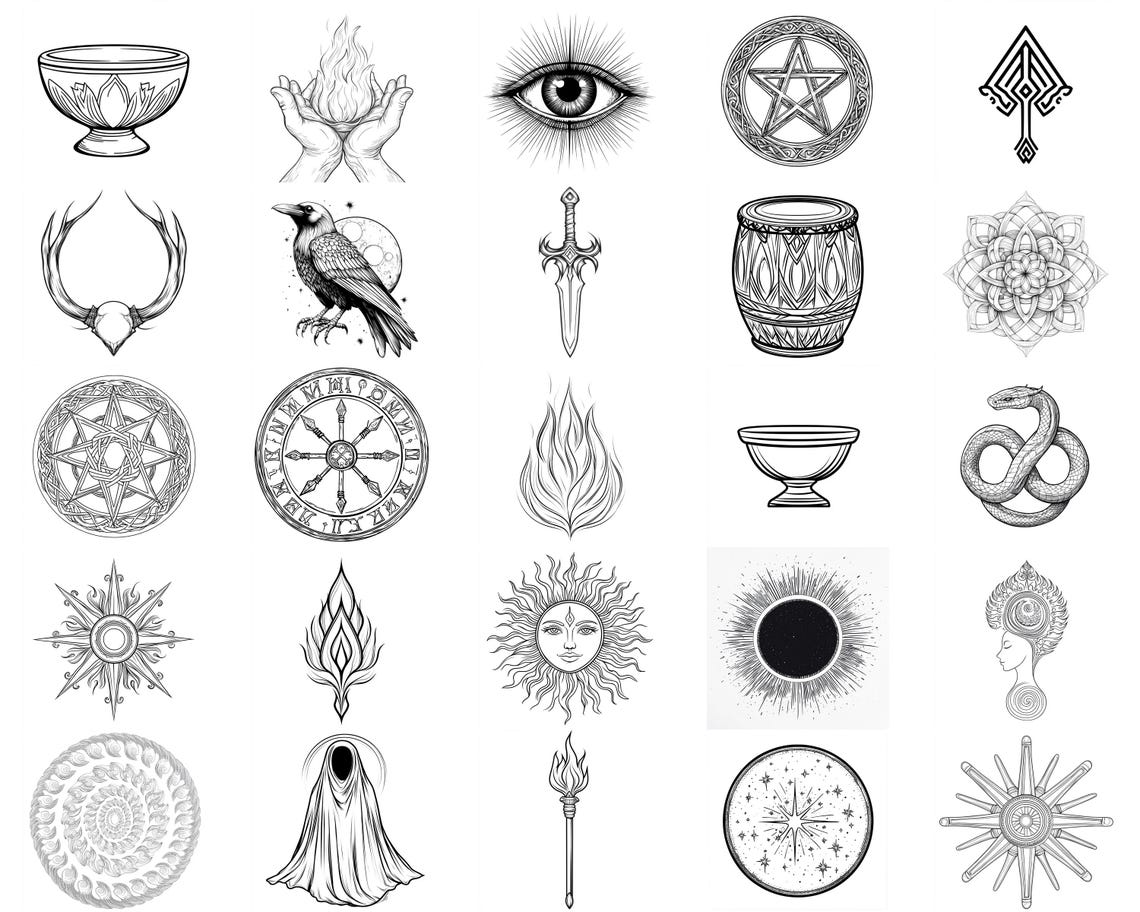 Daily Ritual Symbol 100+ Pagan Ritual Symbols Procreate Stamps | Procreate Brushes ...