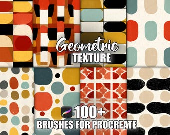 Geometric Texture Procreate Brushes: 100+ Seamless Patterns (Instant Download)