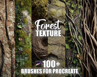 Texture forestière Procreate Brushes : plus de 100 motifs forestiers homogènes (téléchargement numérique)