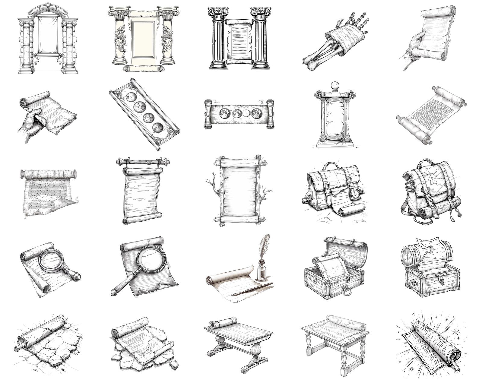 100+ Ancient Scrolls Procreate Stamps | Procreate Brushes | Instant ...