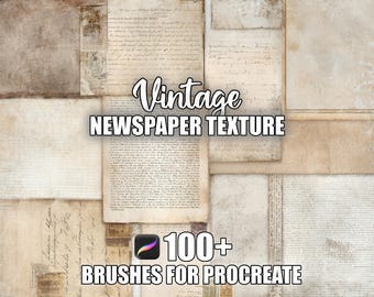 Vintage Newspaper Texture Procreate Brushes: 100+ Seamless Patterns (Instant Download)