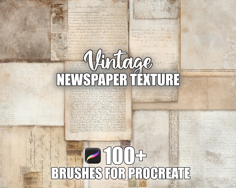 Script Center Textures Vintage Newspaper Texture Procreate Brushes: 100+ Seamless Patterns ...