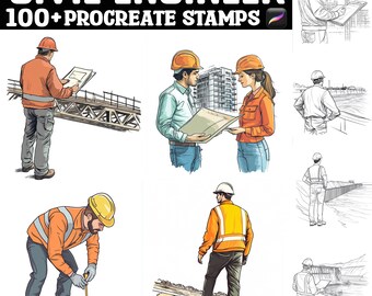 100+ Civil Engineer Procreate Stamps | Procreate Brushes | Instant Digital Download