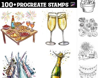 100+ New Year Celebrations Procreate Stamps | Procreate Brushes | Instant Digital Download