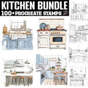 100+ Kitchen Procreate Stamps | Procreate Brushes | Instant Digital Download